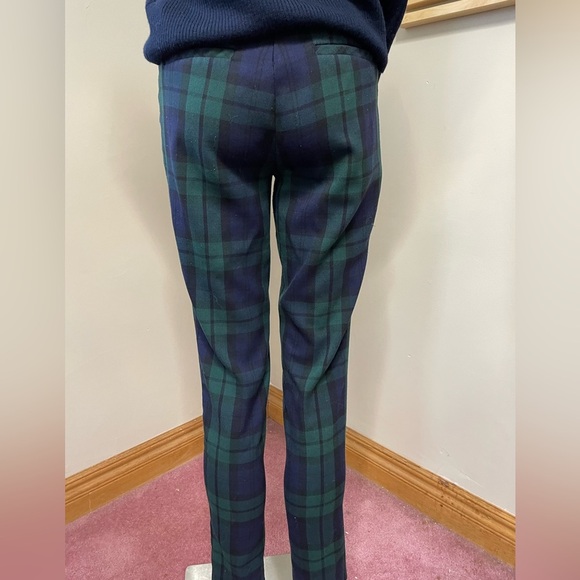 Vintage Jacob Green/Navy Tartan Low-Rise Ankle Pant 2 - Picture 1 of 7
